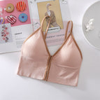 PLUS SIZE Front buckle bra sling underwear contrast color vest female summer big U beautiful back small seamless Bra