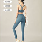 Yoga Clothes Women's Suit with Chest Pad High Strength Bra Running Sports Fitness Quick-Drying Clothes Two-Piece Set ENY236