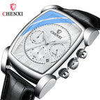 CHENXI's new multi-function sports watch men's leather rectangular waterproof luminous quartz men's casual watch CX-909