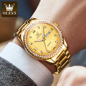 OLEVS Watch men gold diamond calendar waterproof quartz men watch 5565