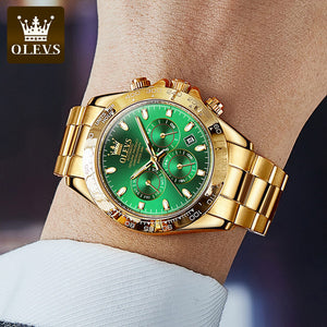 OLEVS Watch for men Green Water Ghost Automatic Mechanical Watch Stainless Steel Large Dial Luminous Men's Watch 6638JG