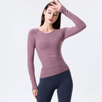 2022 new yoga clothes long-sleeved yoga tops Slim quick-drying running sports fitness women's dancing T-shirt 8076
