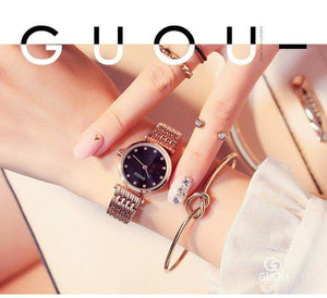 GUOU 8059 Diamond Women's Watches Rose Gold Fashion big dial Wrist Watch Watches Clock