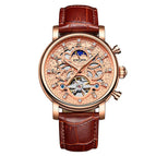 KINYUED business leather men's mechanical watch hollow waterproof mechanical watch JYD-J026