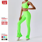 New Leisure Sports Yoga women Suit Thread Wide Leg Micro Horn Pilates Back Fitness running yoga Suit Set TZ8056-6 TZ8056-7