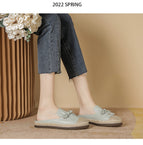 Fisherman's shoes women's 2022 spring and summer new bow sandals and slippers women's flat bottom half slippers 613-1
