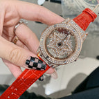 full diamond inlaid diamond rotary dial belt women's watch hollow transparent fashion women's watch feminine temperament five star