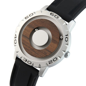 EUTOUR Magnetic Ball Bearing Men's Wooden Dial Personality Creative Watch Fashion Concept Rimless Design Watch Male Women Watches with Boxes Gifts
