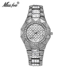 Missfox full diamond alloy waterproof diamond high-end square diamond quartz women's watch v009