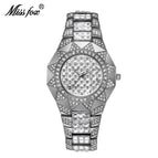 Missfox full diamond alloy waterproof diamond high-end square diamond quartz women's watch v009