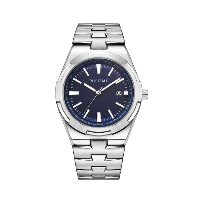 Pintime Men's Watch Stainless Steel Strap Fashion Casual Waterproof Quartz men calendar Watch 3008