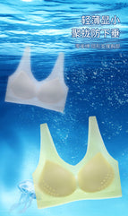 Plus size Thin ice silk beautiful back gather bra wrap chest underwear deep V breathable small chest vest type seamless sleep bra women