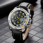 Men's watch Three-eye six-pin multi-function waterproof belt watch quartz men's watch K-8304M