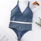 Underwear women's thin no steel ring sexy gathered bra triangle cup beauty vest comfortable panties bra set 1608