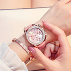 Hong Kong GUOU 8103 Disc Large Dial Quartz Watch Personality Multifunctional Three Eyes Full Diamond Belt Watch