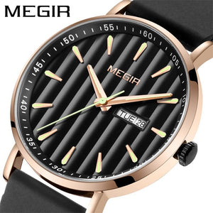 Megir Men's Watch Fashion Simple Double Calendar Waterproof Silicone Watch men Quartz Watch 1081