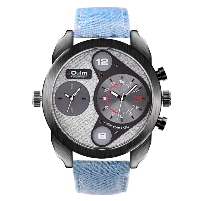 Oulm casual cowboy men's watch double time zone large dial men's quartz watch quartz watch HP9316