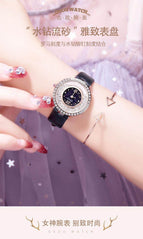 GUOU 8217 New Online Celebrity Tiktok Same Starry Sky Watch Women's Fashion Trend Diamond Inlaid Korean Version Full Diamond Female Watch Students
