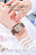 GEDI 21007 Tiktok Live Broadcast Hot Women's Vintage Square Belt Watch Fashion Simple Waterproof Quartz Watch