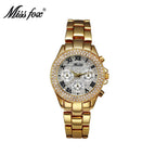 MISSFOX Women's Watch Round Alloy European Classic Fashion Quartz Diamond Women's Watch 1846