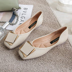 Square head flat sole single shoes 2022 new spring scoop shoes women's one pedal office lady shoes 555-2