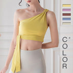 New High Elastic Fitness Yoga Clothes One Shoulder Sports Bra Vest Women's Beauty Back Short Top Yoga Clothes Women's Summer A054