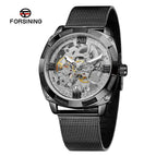 Forsining Men's Fashion Casual Hollow Waterproof Mesh Belt Carved Automatic Mechanical men casual Watch SLZe256