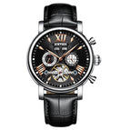 KINYUED Automatic Skeleton Mechanical Watch Fashion Leather Waterproof Men's Watch JYD-J017