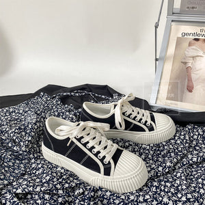 Flatform Canvas shoes women's heightened big-toed shoes autumn 2021 new students all-match white shoes biscuit shoes G8977