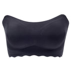 Plus size Strapless bra large size gathered anti-slip thin bra anti-drop no wire invisible wireless lace underwear