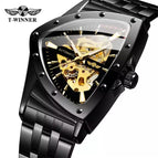 New Winner European American Style Men's Fashion Casual Hollow Triangle Automatic Mechanical men business Watch SLZg120