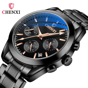 CHENXI Watch Men's Steel strap Multi-Functional Three Eyes and Six Needles Sports fashion quartz Watch CX-905A