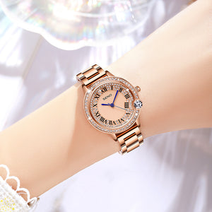 SENO new watch female blue quartz watch balloon full diamond stainless steel waterproof ladies watch s052