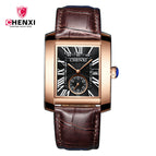 CHENXI men's casual watch fashion leather calendar square quartz needle and figure watch CX-063A