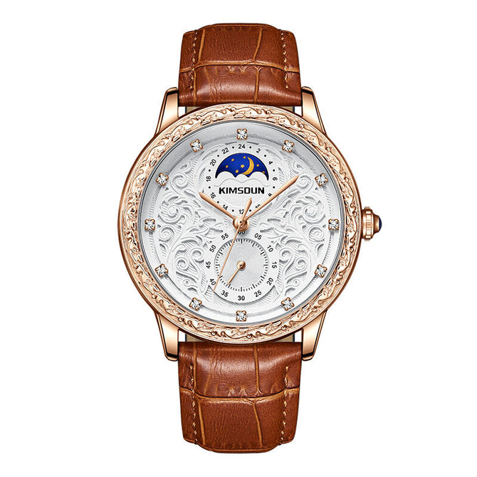 KIMSDUN brand retro carved sun moon and stars high-end men's waterproof mechanical watch K-2190A