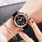 GUOU 8042 New Arrival Ceramic Watch Women's Three Eye Fashion Big Dial Women's Watch Women's Quartz Watch Casual Show Alloy Belt Watch