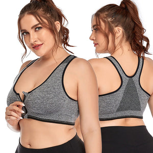 Large size Bra zipper sports bra lady running yoga bra without rims sports women bra vest 7652