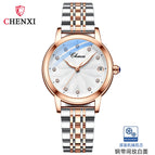 Chenxi Ladies Watch Trend Fashion Automatic Mechanical Watch Diamond Waterproof Luminous Calendar Women Watch CX-8833