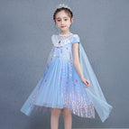 3-8 years Anna Elsa Dress Fancy Birthday Cosplay Costume New short sleeve 2 Princess Dress Girls' Korean lace dress activity cloak Aisha skirt