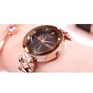 GEDI 81003 Fashion Casual Watch Korea style Women Elegant Luxury Stainless Steel Waterproof Ladies Diamond Rhinestone Analog Quartz Wristwatch