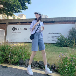 JEANS retro five-point jeans women's 2022 summer new high waist thin loose pants 6353