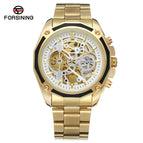 Forsining Waterproof Mechanical Watch Men's Fashion Casual Steel Belt Hollow Automatic Mechanical men Watch SLZe66