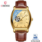 CHENXI High-end mechanical watch men's automatic fashion square hollow watch men's waterproof mechanical casual men watch CX-8815A