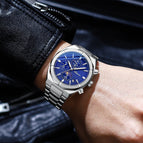 Chenxi Multi-Functional Men's Watch Moon Calendar Timing Waterproof Black Steel Belt Quartz Watch CX-962