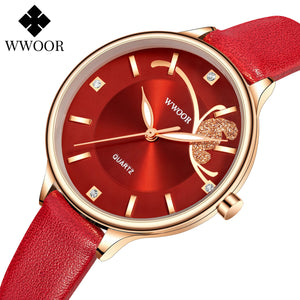 WWOOR New Ins Fashion Women's Watch Simple Waterproof Retro Temperament Quartz Belt Women's Watch 8839