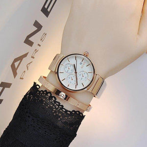 GUOU 8140 Top Luxury Watch Women Watches Auto Date Multifunction Ladies Watch Fashion Full Steel Bracelet Clock saat relogio feminino