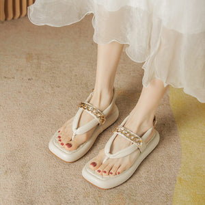 Slippers women's 2022 summer sandals and slippers women's soft bottom one-word slippers women's sponge cake thick bottom flip-flops women's 918-3