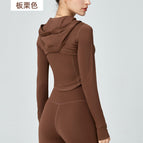 Yoga Sports Jacket Long-Sleeved Women's Workout Clothes Women's yogaTops Zipper Hooded Mesh Hollow running Breathable Yoga Clothes DSL408
