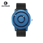 EUOUR E024 Innovative Trend Student Steel Ball Net Red Metal Men Women Fashion Sports Quartz Watch Blue Steel male Watch Tiktok