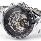 WINNER men watch fashion personaliy steel hollow auto mechanical men casual watch SLZ46